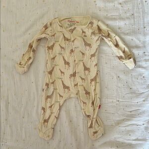 Magnetic Me Cream and Brown Giraffe Print Footies